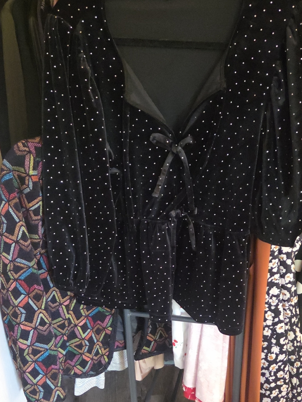 Source Unknown Black Velvet Blazer with Silver Dots